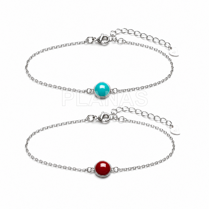 Pulsera en Plata de ley y esmalte.  