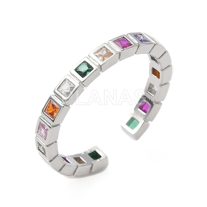 Anel de latão com zircônias coloridas.   