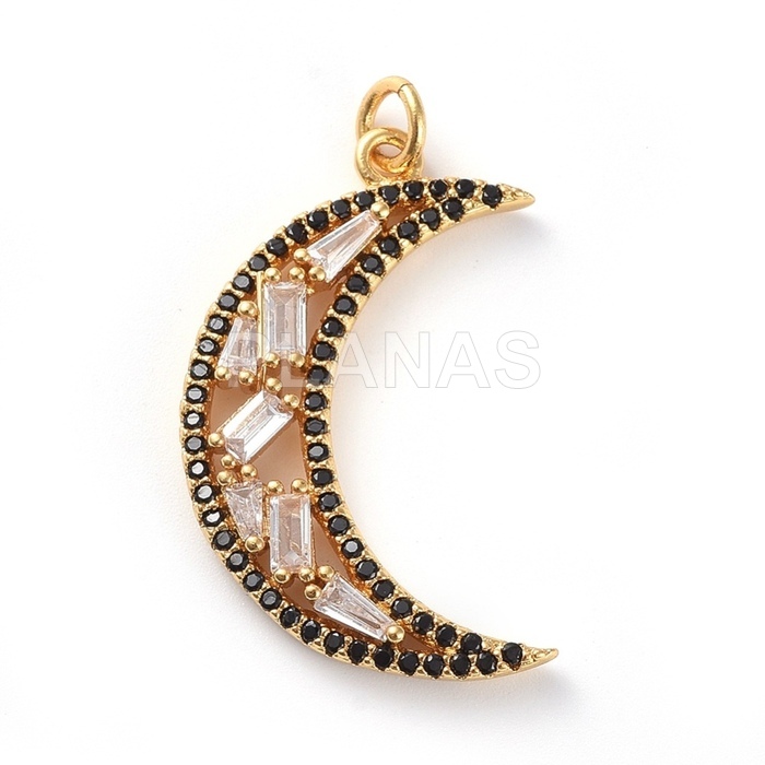 Colgante de latón con circonitas . LUNA. 
