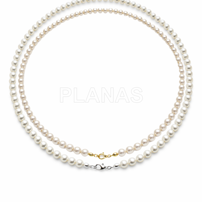 Colar em prata de lei com pérolas de alta qualidade de 5 mm (componente de cristal austríaco de alta qualidade).