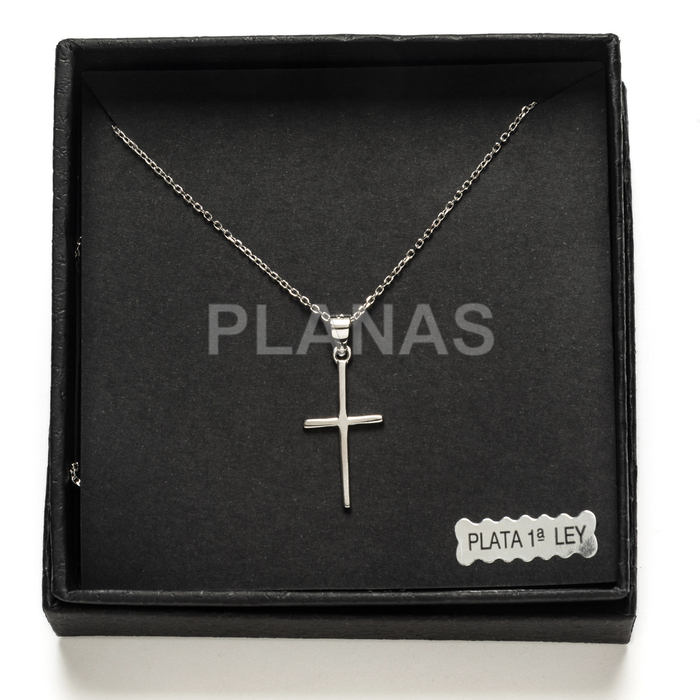 Collar en Plata de ley Rodiada. CRUZ.