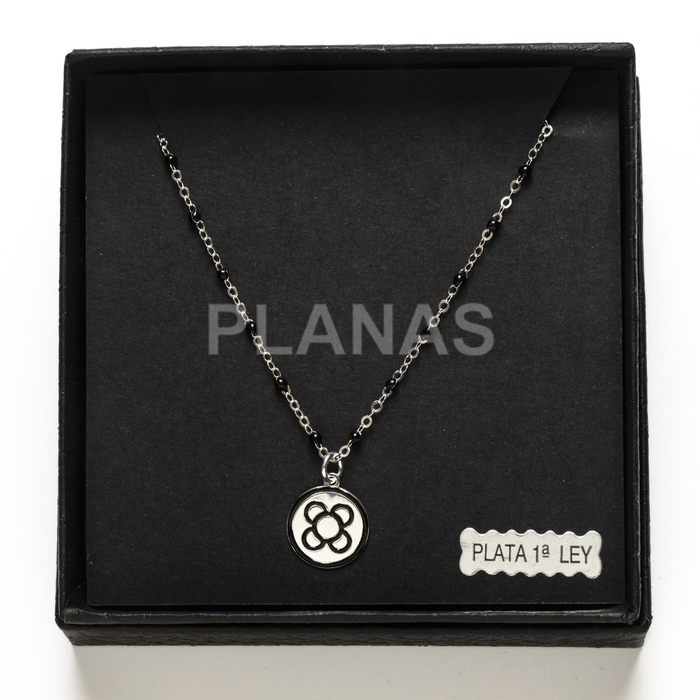 Collar en Plata de ley Rodiada con bolitas esmaltadas. PANOT.