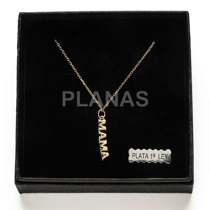 Colar em prata de lei e banhado a ouro. mãe.