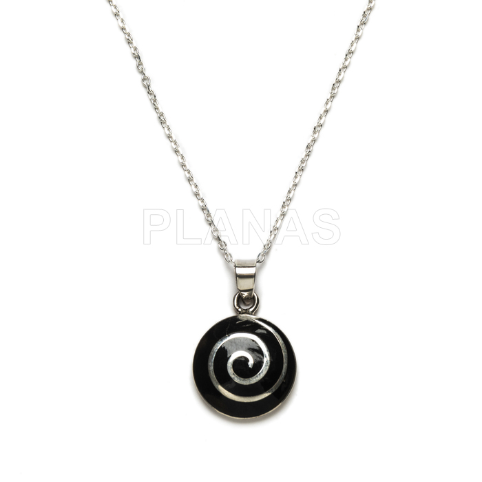 Collar en Plata de ley y esmalte. ESPIRAL.    