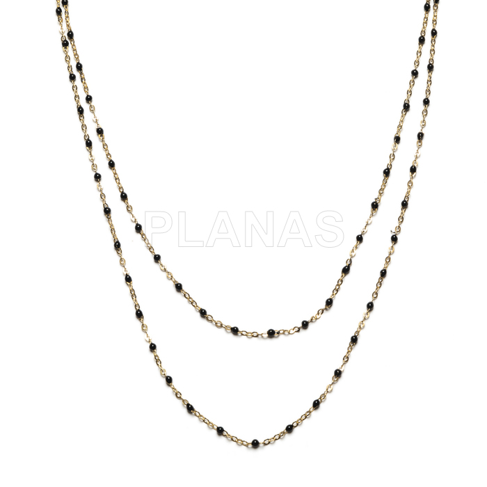 Collar en Plata de ley y Baño Oro con bolitas esmaltadas.  