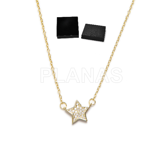 Colgante en Plata de ley y Baño Oro con Circonitas. ESTRELLAS.