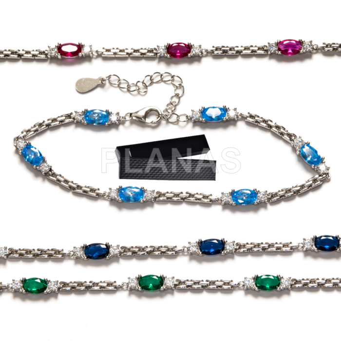 Pulsera en Plata de ley Rodiada y Circonitas.  