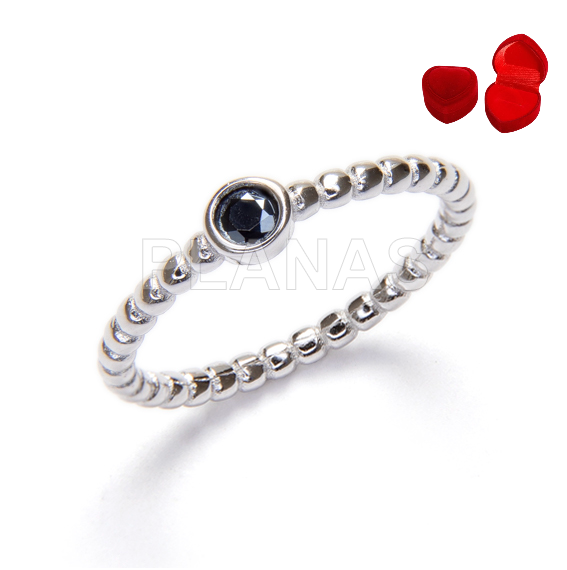 Anillo en Plata de ley Rodiada y Circonita Negra. 