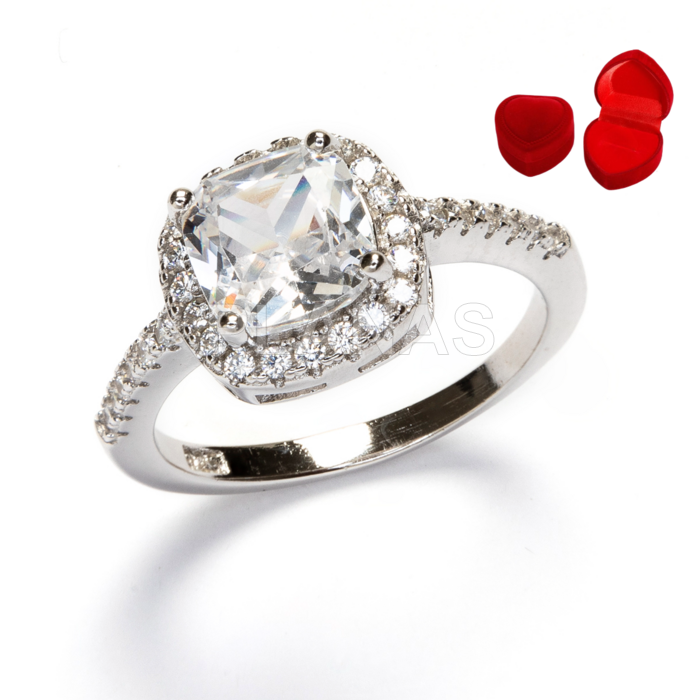 Anillo en Plata de ley Rodiada y Circonitas.  