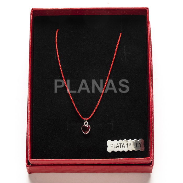 Collar en plata de ley y Circonita roja. CORAZÓN.