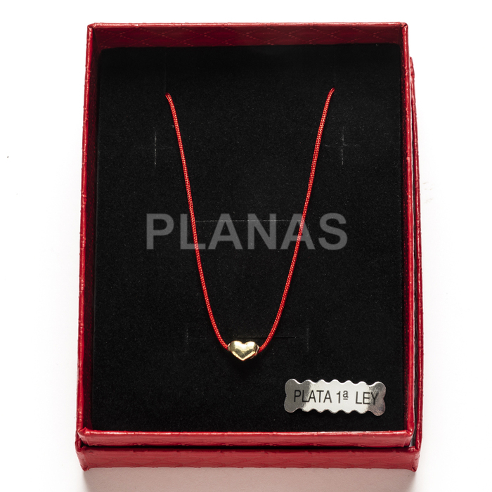 Colar em prata de lei e banhado a ouro. coração.