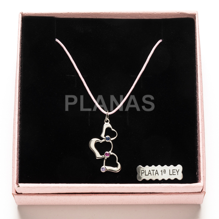 Collar en plata de ley y Circonitas. CORAZÓN.