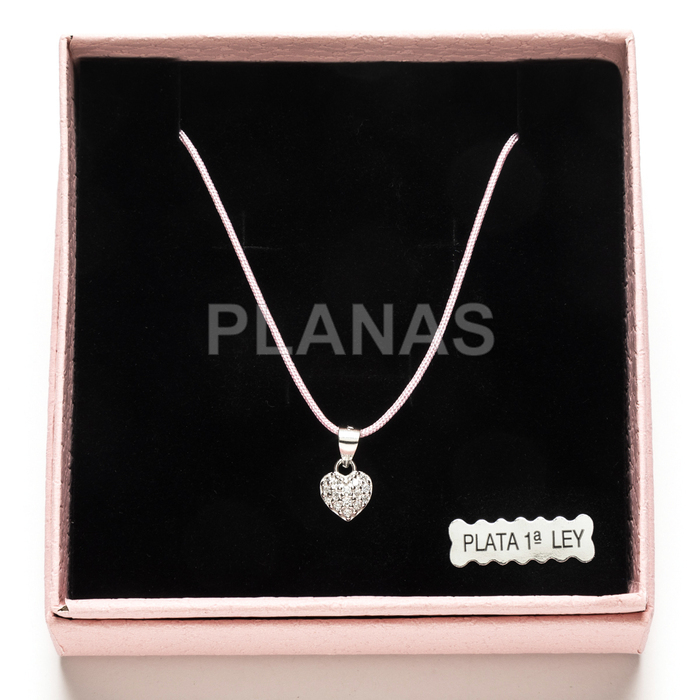Collar en plata de ley y Circonitas. CORAZÓN.