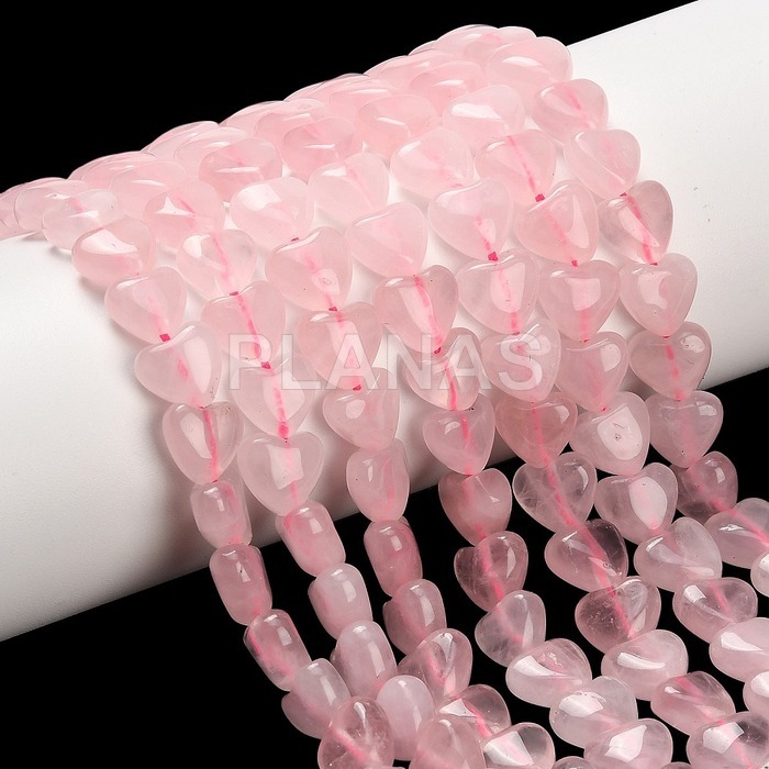 Tira de quartzo rosa de 10 mm. corações.
