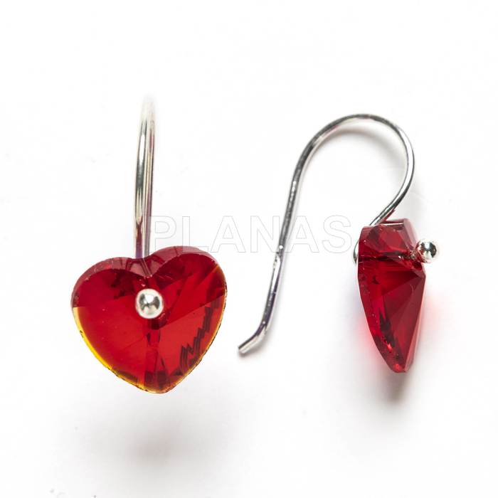 Pendientes en Plata de ley y cristal.