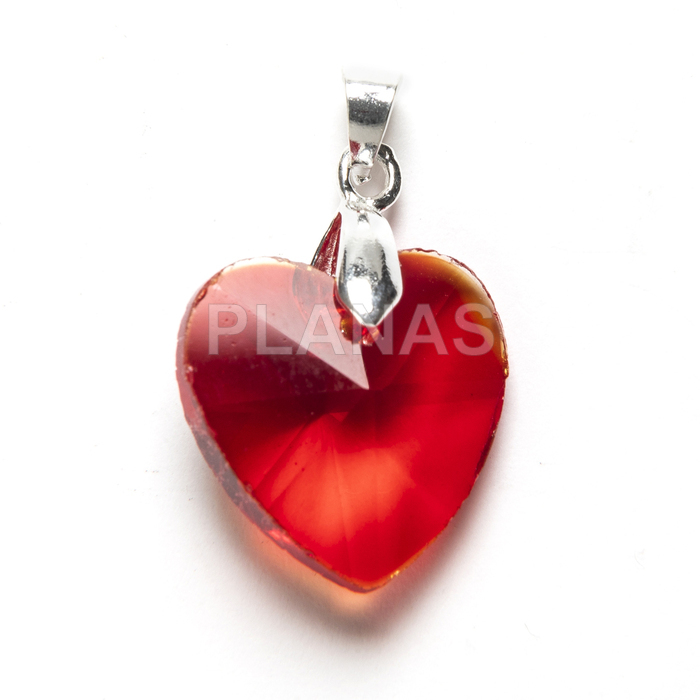 Colgante en Plata de ley y Cristal. CORAZÓN.