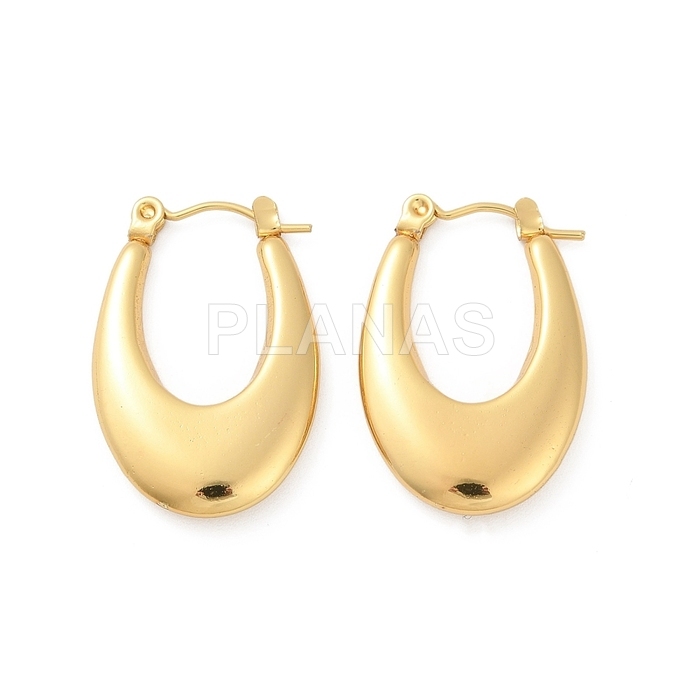 Brincos em aço inoxidável 304 com banho de ouro. 27x18mm