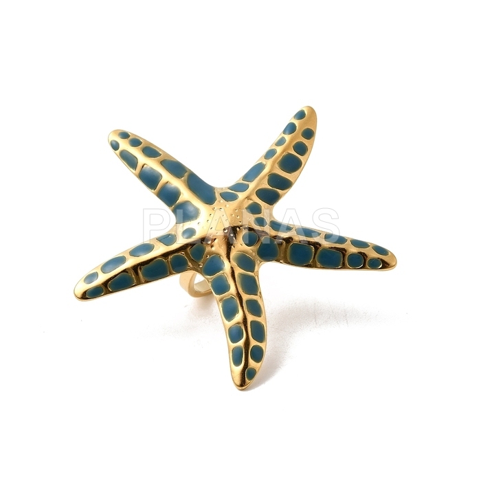 Anel em aço inoxidável 304 com banho de ouro. cobra.