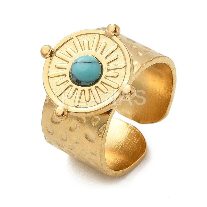 Anel em aço inoxidável 304 com banho de ouro 18k.   