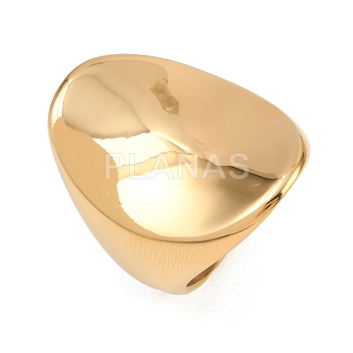 Anel em aço inoxidável 304 com banho de ouro. tamanho 16.  