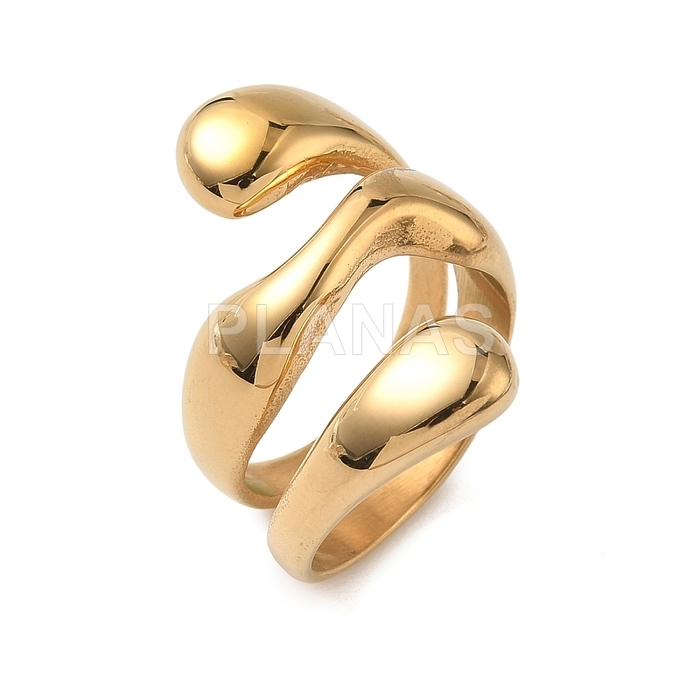 Anel em aço inoxidável 304 com banho de ouro 18k.   