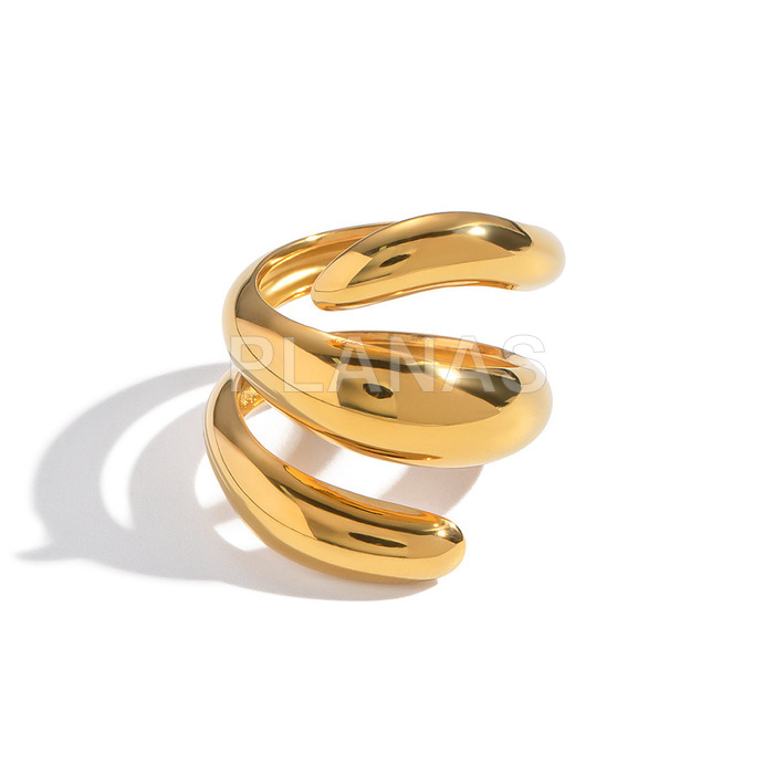 Anel em aço inoxidável 304 com banho de ouro.  