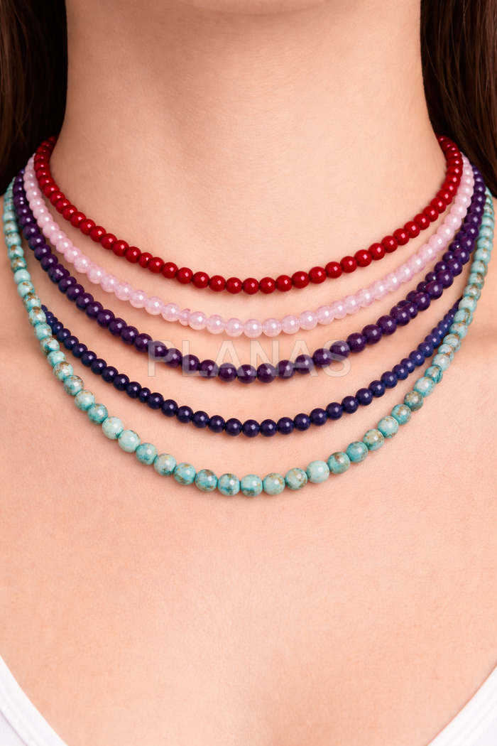 Collar en plata de ley y Minerales en 4mm.