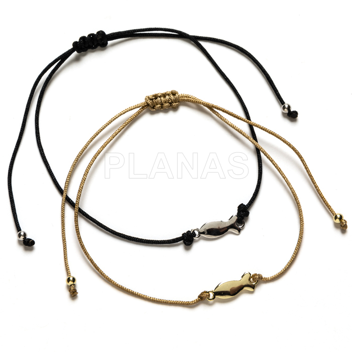 Pulsera macramé en Plata de ley . PEZ.