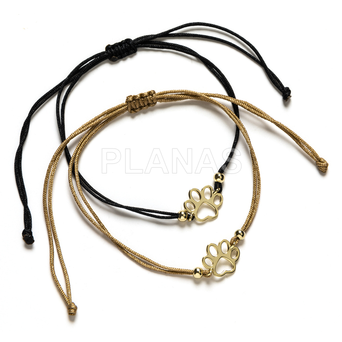 Pulsera macramé en Plata de ley y Baño Oro . PEZUÑA.