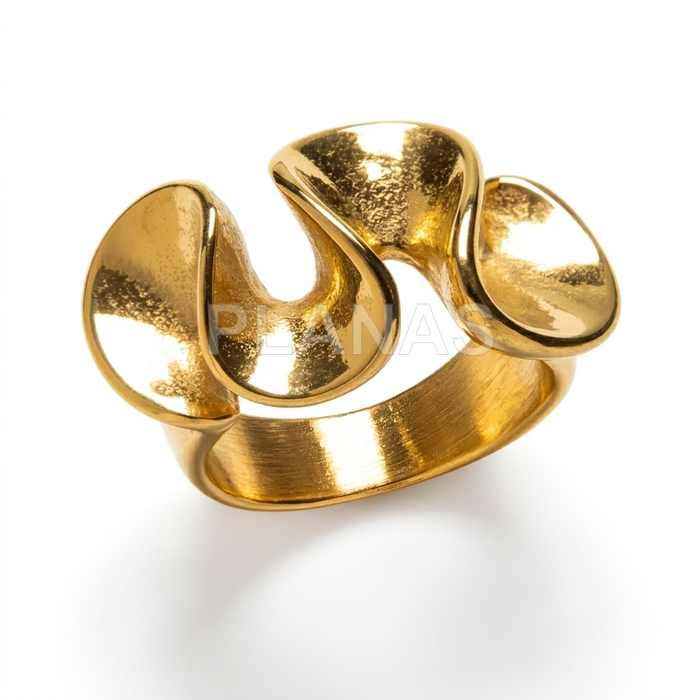 Anillo en Acero Inoxidable 304 chapado en oro de 18k.