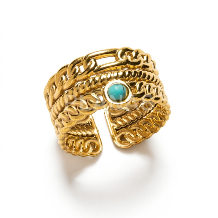 Anillo en Acero Inoxidable 304 chapado en oro de 18k.