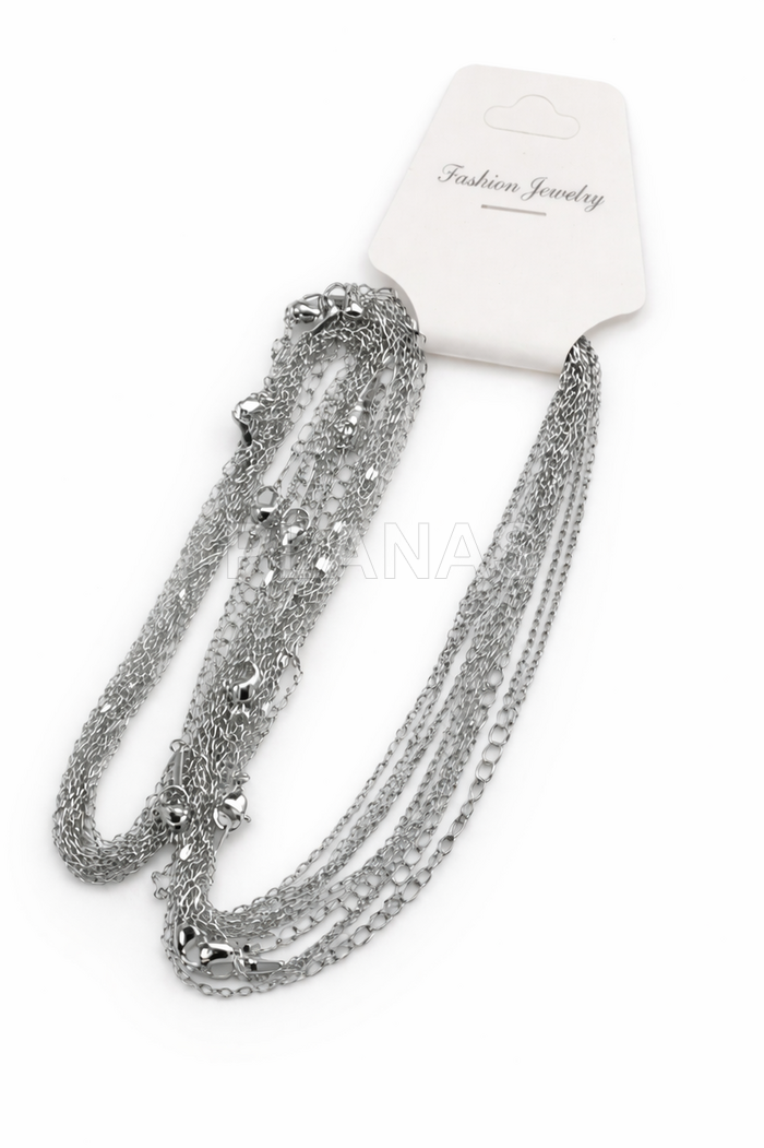 Pacote com 10 correntes de latão. 45+7cm.