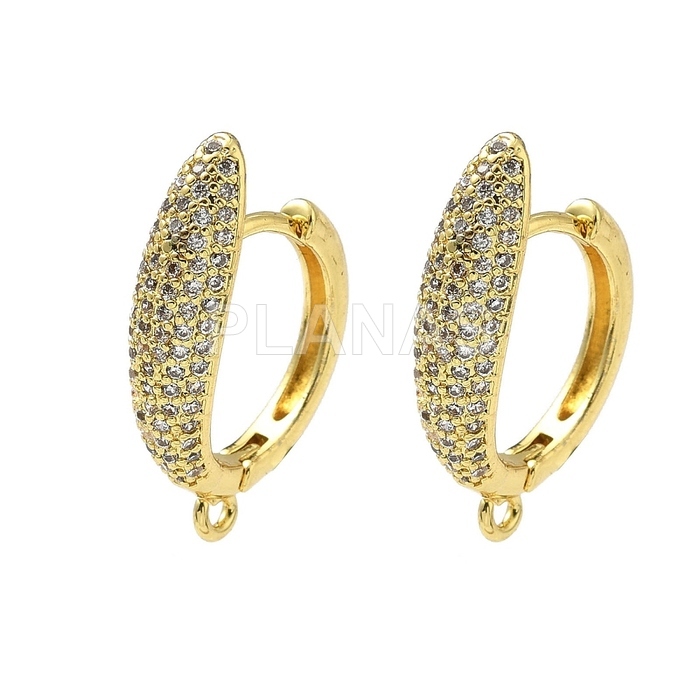 Base de pendientes con circonitas en Latón chapado en Oro 18k y circonitas.