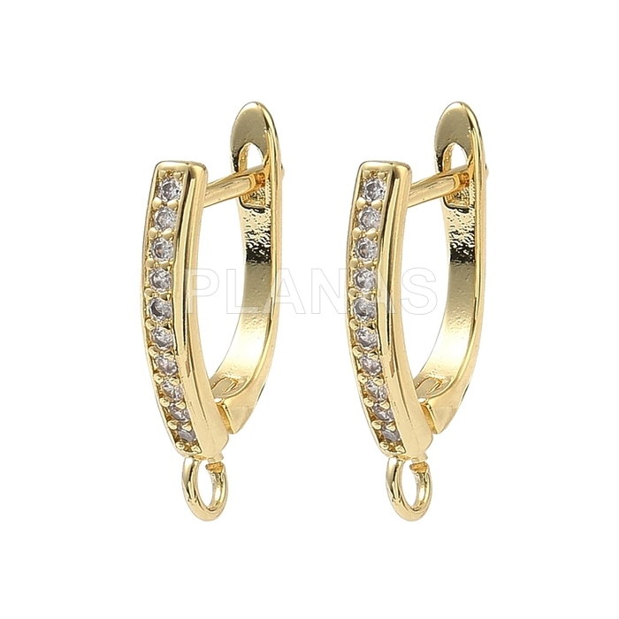 Pack de 5 pares de base de pendientes en Latón chapado en Oro 18k y Circonitas.