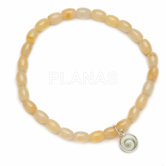 Pulseira elástica em prata de lei e madrepérola. chiva.