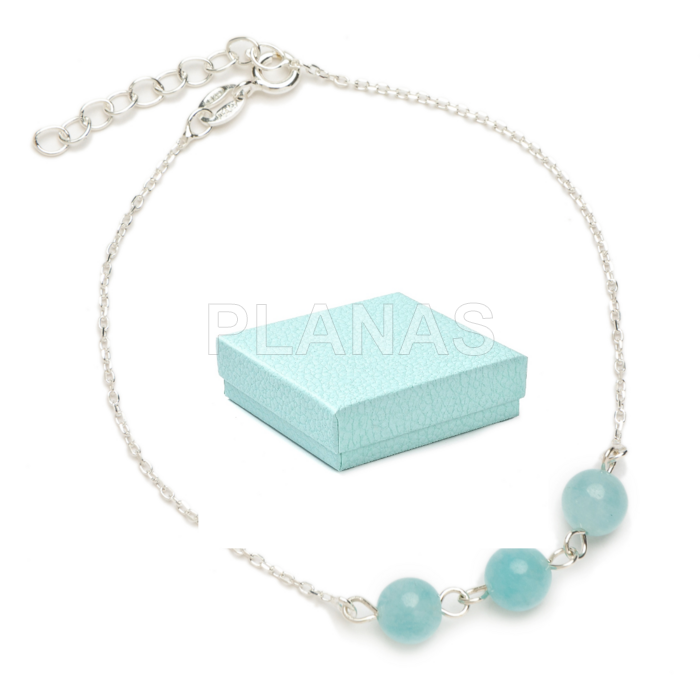 Pulsera para Mama en plata de ley y Aguamarina.