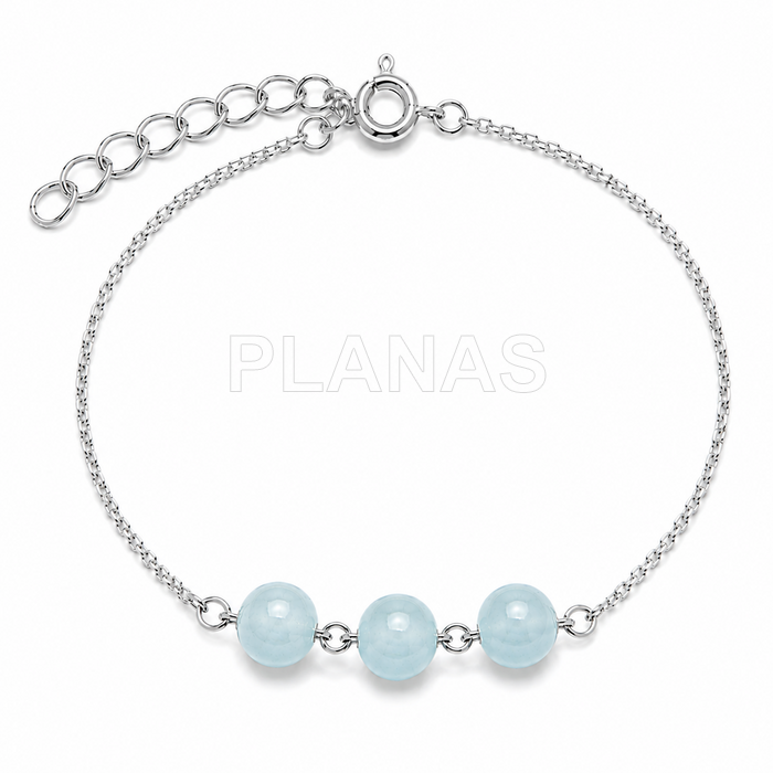 Pulseira para a mãe em prata de lei e água-marinha.