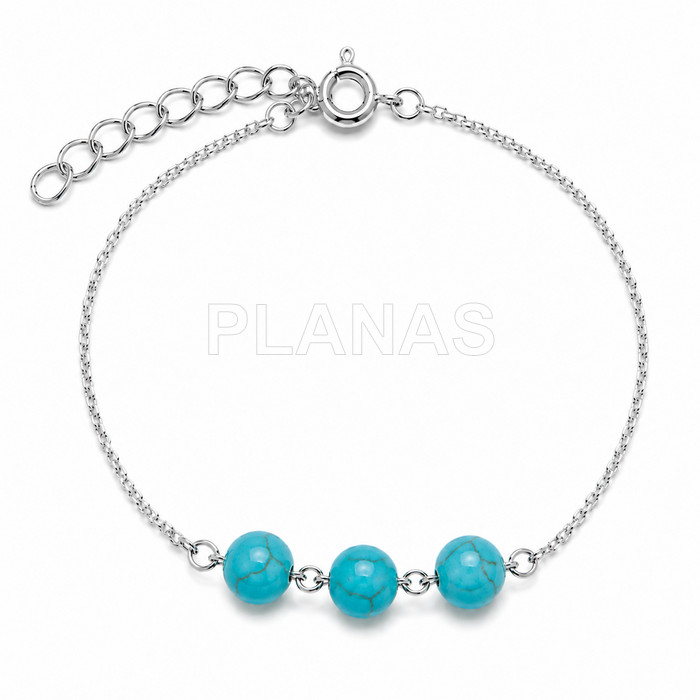 Pulseira em prata de lei e turquesa.