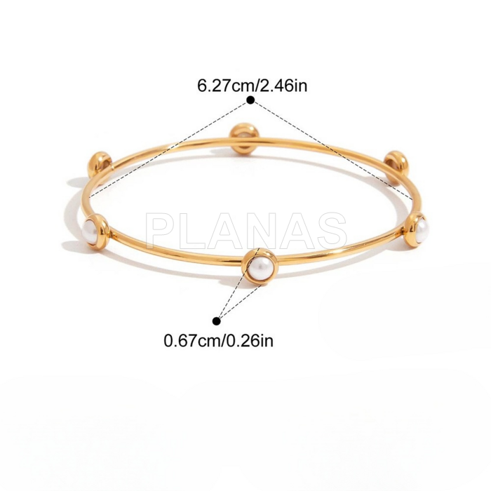 Pulseira rígida em aço inoxidável 304 com banho de ouro.