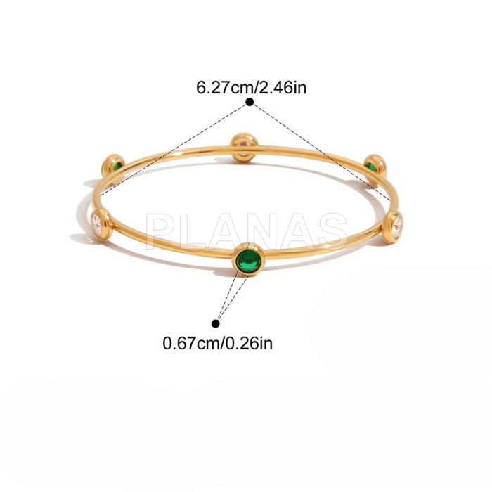 Pulsera rígida en Acero Inoxidable 304y Baño Oro.