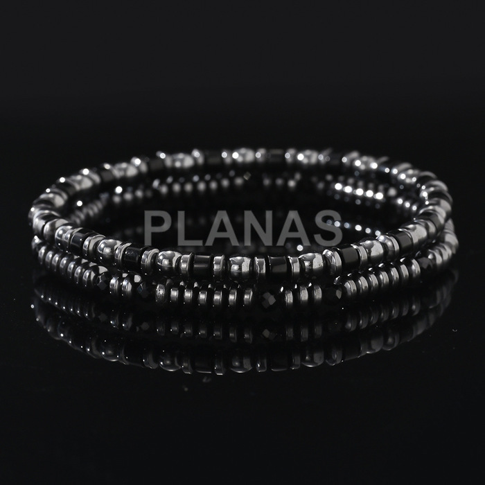 Pulseira elástica em hematita.