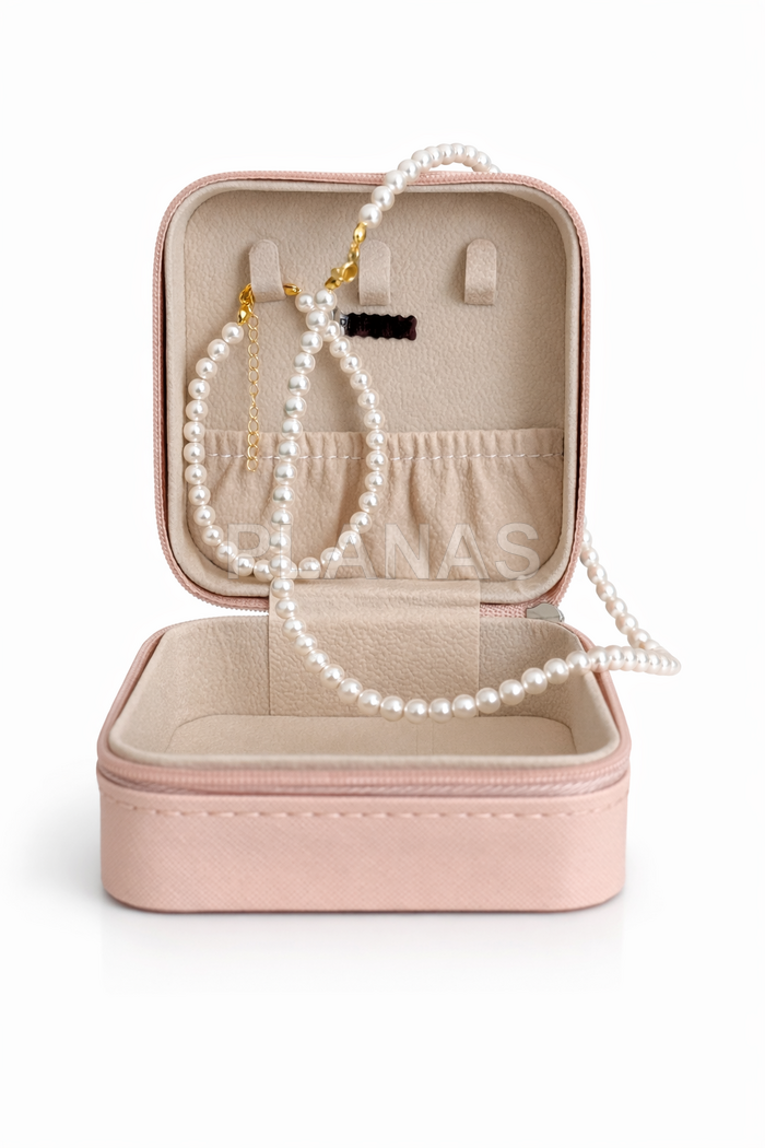 Conjunto de colar e pulseira em prata de lei com banho de ouro, pérolas de alta qualidade de 5 mm e estojo para joias.