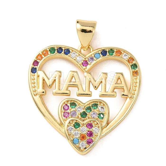 Colgante en latón y circonitas de colores. MAMA. 