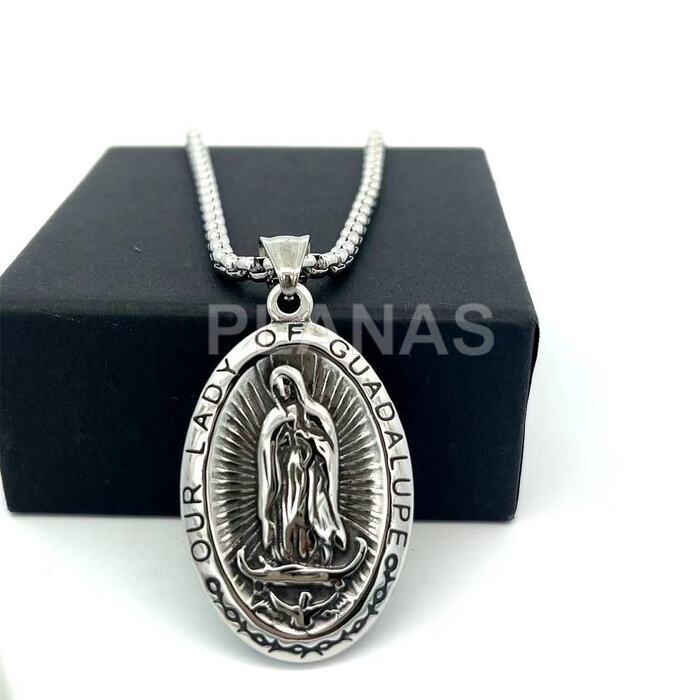 Colgante en Acero Inoxidable. VIRGEN DE GUADALUPE.