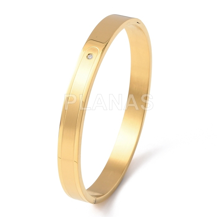 Pulsera rígida en Acero Inoxidable y Baño Oro.