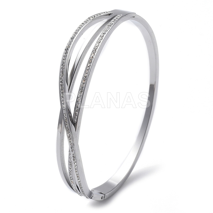 Pulsera rígida en Acero Inoxidable y circonitas.