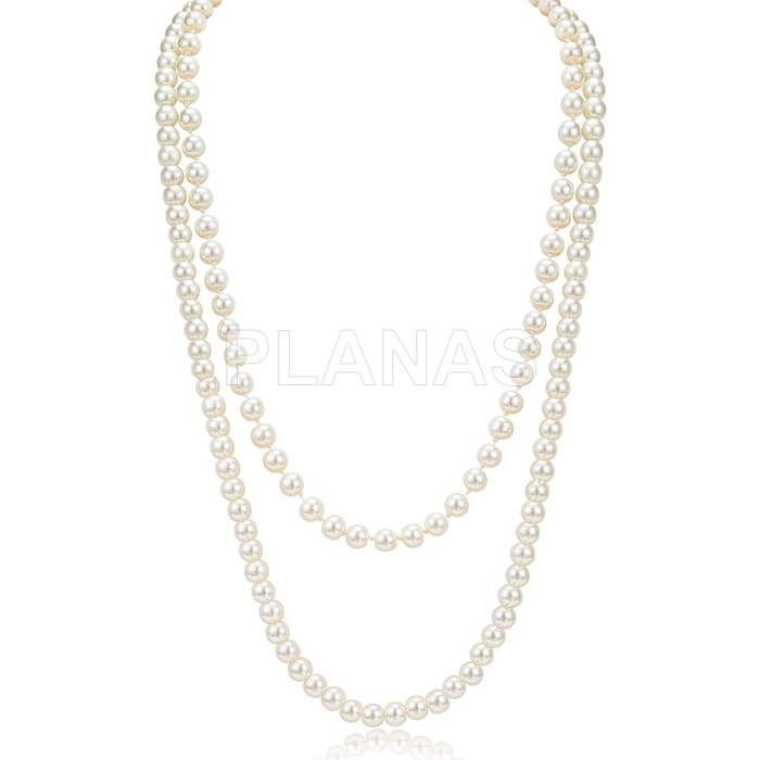 Colar charleston com pérolas de cristal de 8mm.