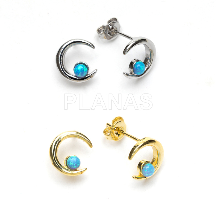 Pendientes en Latón y Opalo. LUNA.