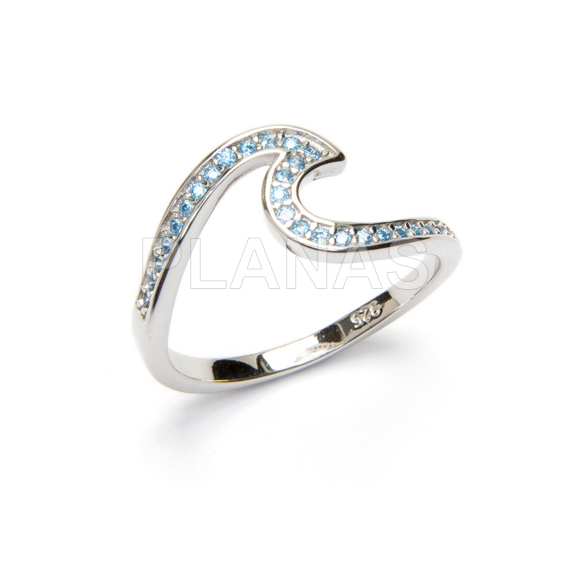 Anillo en Latón y Circonitas Azules. OLA.