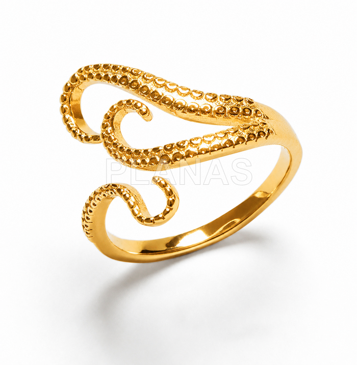 Anillo en Latón y Baño Oro 18k de alta calidad. TENTÁCULOS. 